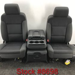 Black Cloth Front 40/20/40 Seats For 2015 Chevy Silverado GMC Sierra Fabric Bucket Bench Consol Seat Stock #8698