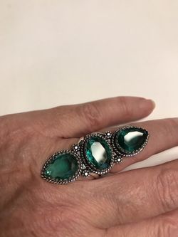 Tsavorite Stamped 925 Sterling Silver Ring