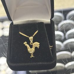 14k rooster pendant