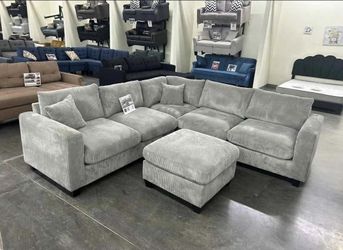 🎪 Sofa Sectional, Gray Color, Corduroy Fabric, New in the Box.