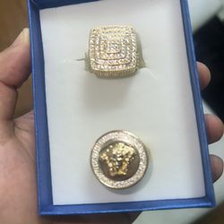 14k gold finish 2 rings set