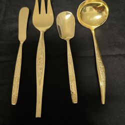 4pcs. Lifetime Gold Plated Single Flatware 