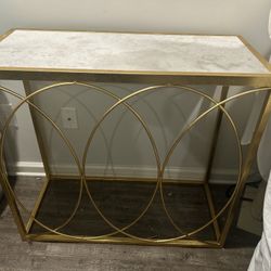 Marble Side Table Gold Rimming 