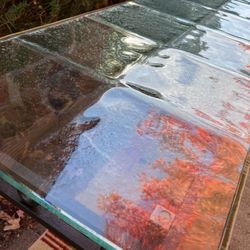 Glass Top Iron Base Accent Table