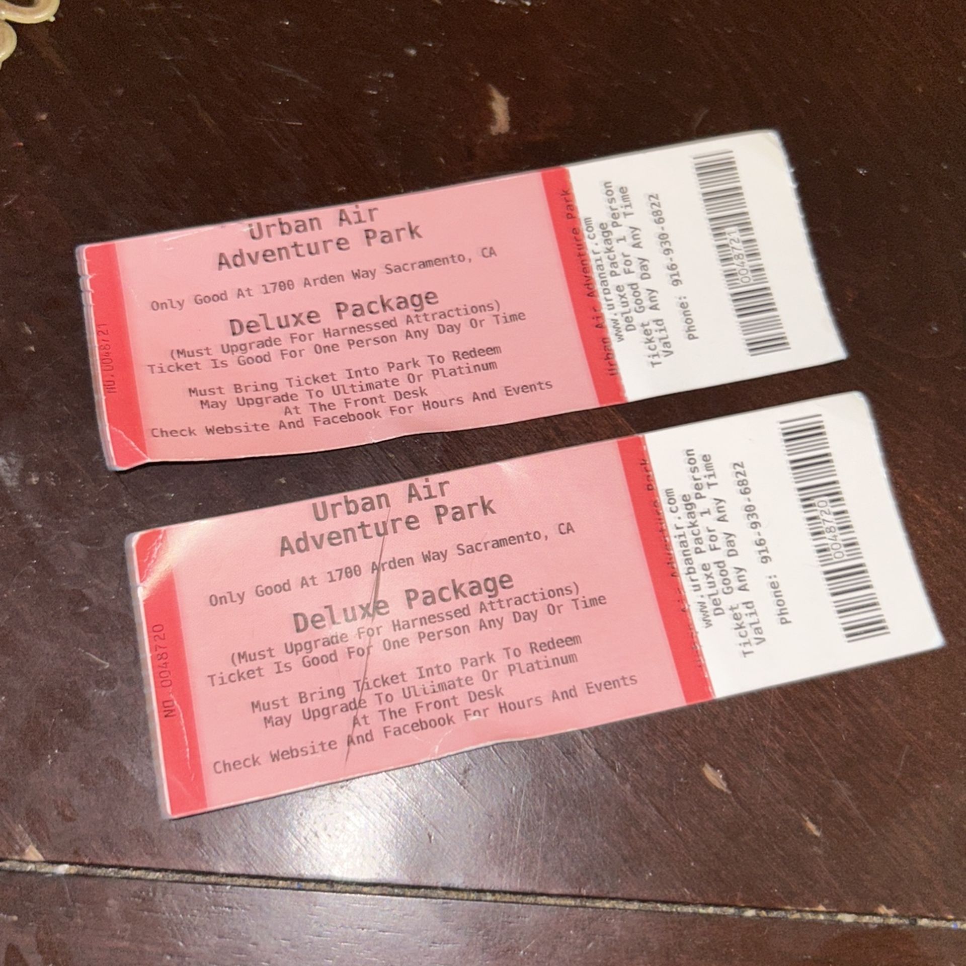 2 Valid Tickets To Urban Air Adventure Park (Sacramento)
