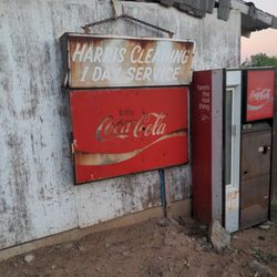 1960s Double-sided Vintage Coca-Cola Sign A 1973 Coca Cola Machine 
