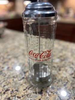 Vintage 1992 Coca-Cola Glass Straw Dispenser - Retro Kitchen Collectible