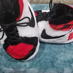 AJ 1 Red Cozy Slippers
