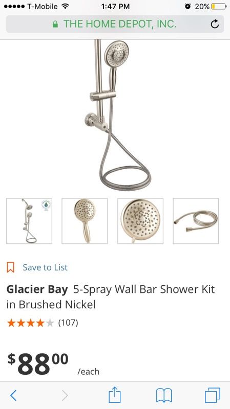 Glacier Bay handheld shower and shower head