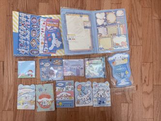 Sanrio Cinnamoroll Stickers Memo Pad Sticky Notes Pen Mini Notebook Kawaii Set