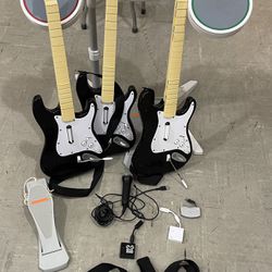 Nintendo Wii Guitar And Drums Rock Band 