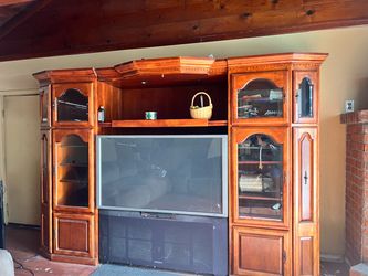 Large wood entertainment center wall unit