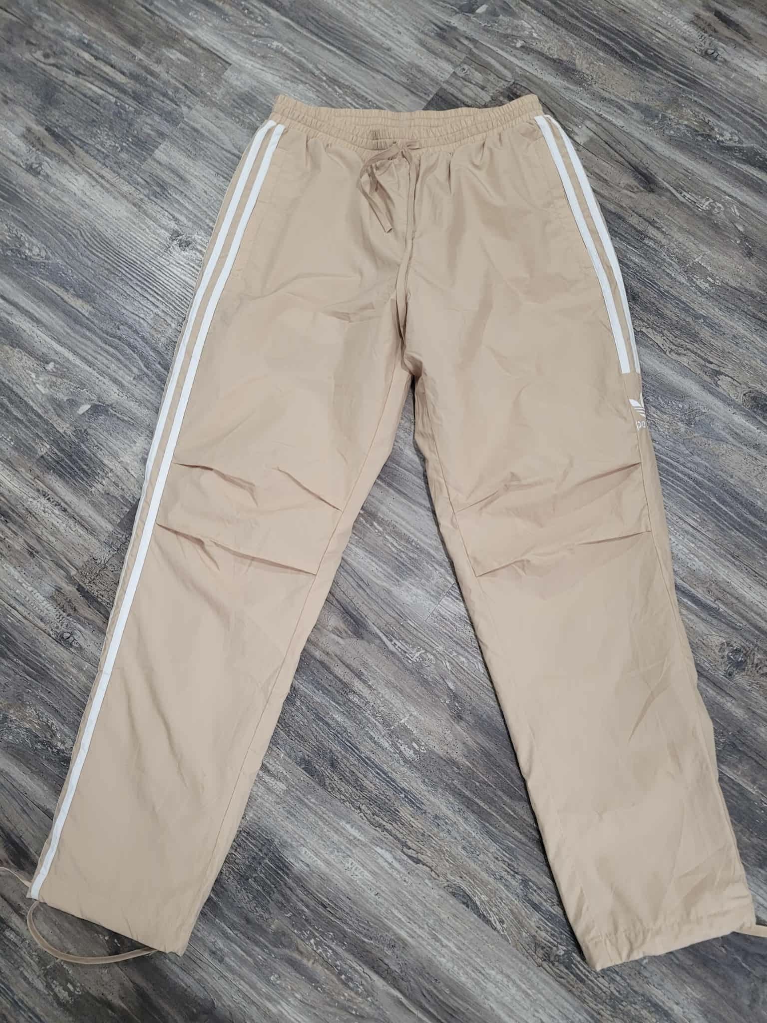 Super Cool Collaboration Adidas Parley Biege White 3 Stripe Pants Womens Size M - Like New !!!