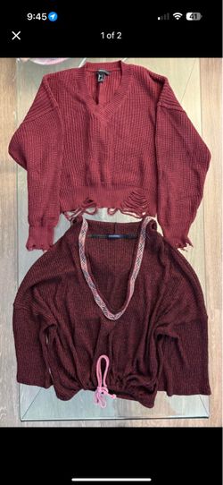 2 Burgundy Knit Sweaters Bundle