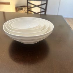 Set Of 3 White Porcelain Serving Bowls