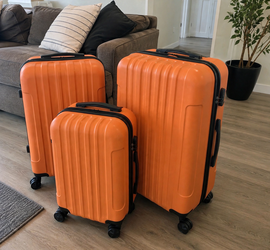 3-Piece Luggage Set Orange Black