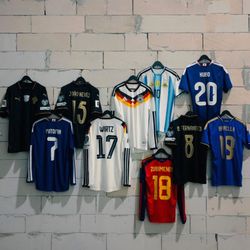 A large number of jerseys in stock