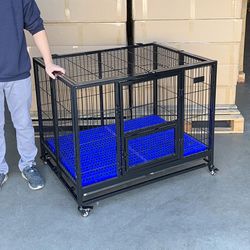 (New) $180 Large Folding Heavy Duty Dog Cage Crate Kennel, Single-Door, 41x31x34”