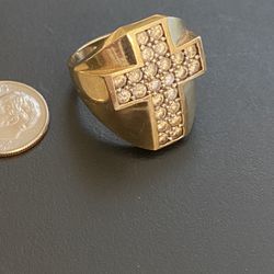10k Gold Cross Ring Size 11 10.55g Large Heave And Really Nice! 
