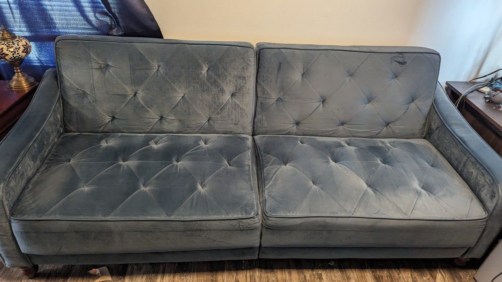 Blue Grey Futon Couch Bed