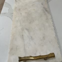Marble Patter Tray With Gold Handles