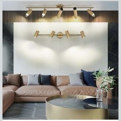 FEMILA 44" Adjustable LED Track Light - 4000K Gold Ceiling Track Lighting Fixture, 350 Degree Rotatable | Modern Kitchen Track Lights | Versatile LED 