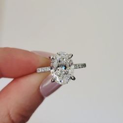 New 3ct IGI Certified Lab Grown Diamond Ring, 14K White Gold 