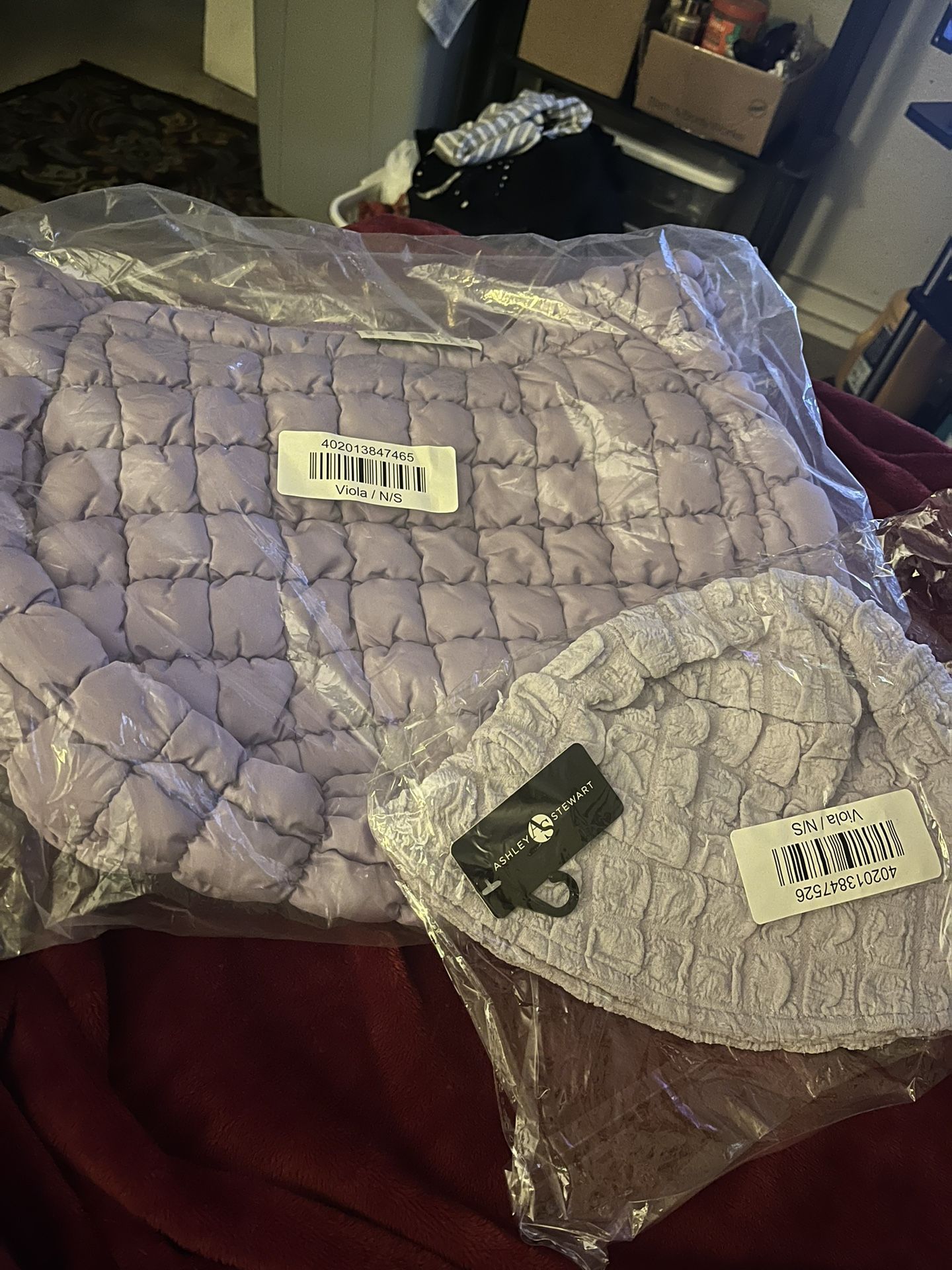 Ashley Stewart Purple Bucket Hat And Tote Bag