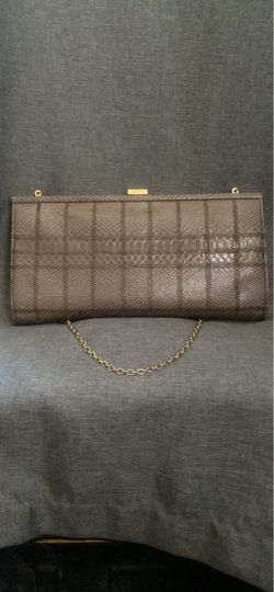 ALDO Taupe Snakeskin Grid Clutch