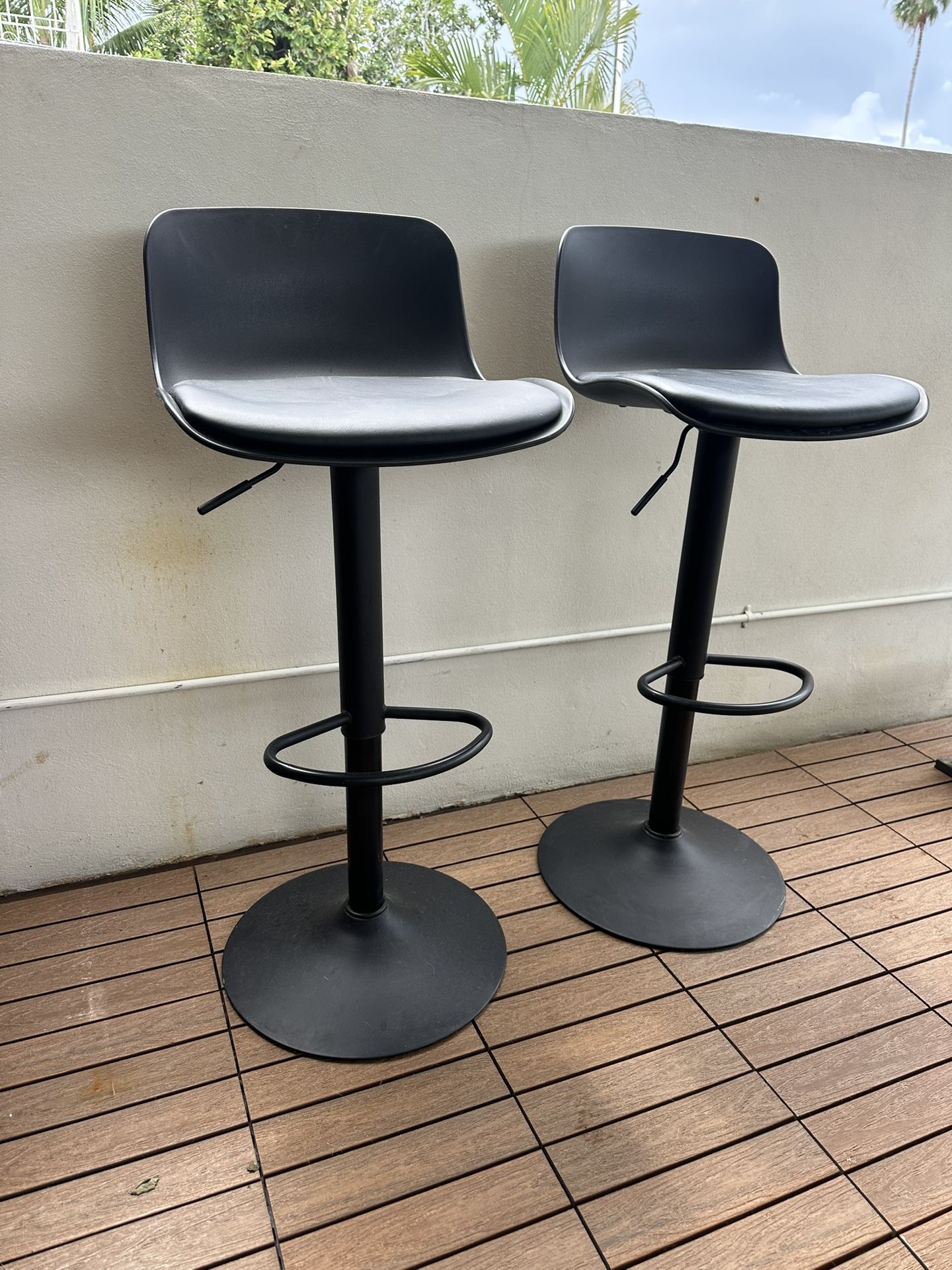 Bar Stools Pair (2) Modern Bar for Kitchen Counter, Bar, Black