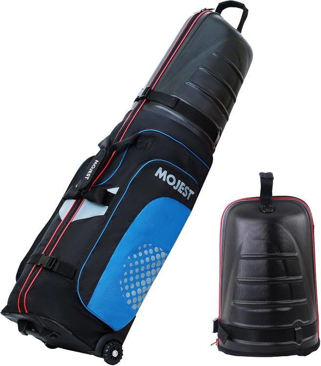 Golf Travel Bags for Airlines with Wheels, Hard Case Top and 1680D Heavy Duty Oxford Protect Golf Clubs, Lightweight and Easy to Maneuver, Black, Gray