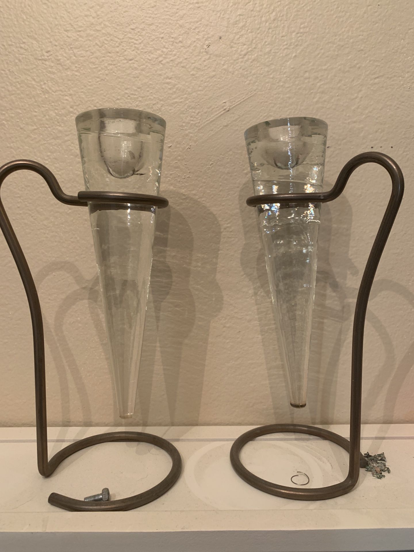 Glass And Metal Single Candle Holder
