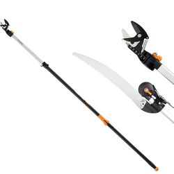 New Fiskars 12 Ft Extendable Tree Pruner & Pole Saw with 15" Double-Grind Saw Blade, Trimming Shear