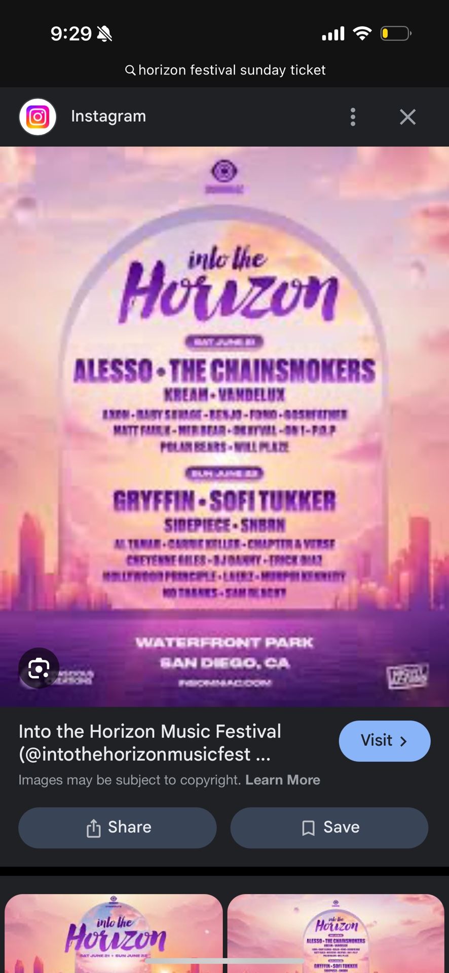 Sunday GA Horizon festival ticket (1)