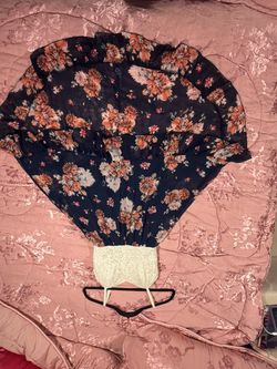Floral Chiffon Blouse with Lace Hem
