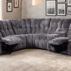 Brand New Grey Super Plush Power Reclining Sectional Sofa 