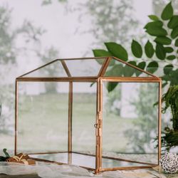 Glass Cards Box with Slot and Lock for Wedding Reception - 10.2x5.9x7.9