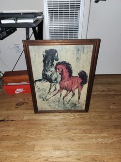 Vintage Horse Painting By Holesch