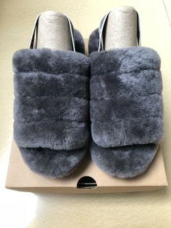 Brand New In Box Gray Fluff Yeah Ugg Slides Sizes 5 to 12