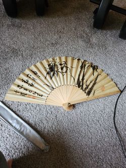 Korea style Hand Painted Paper And Bamboo Fan