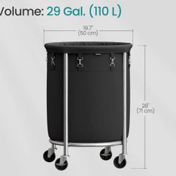 SONGMICS 29 Gallon (110 L) Laundry Basket with Wheels - Black