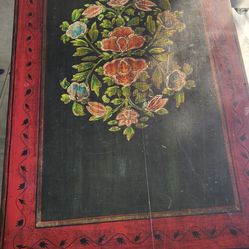 1980s vintage hand painted trunk flowere