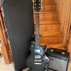 Custom Les Paul Electric Guitar W/ Hardshell Case, Fender Amp