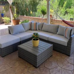 Outdoor Patio L Shape Sectional And Coffee Table - Home Decor 