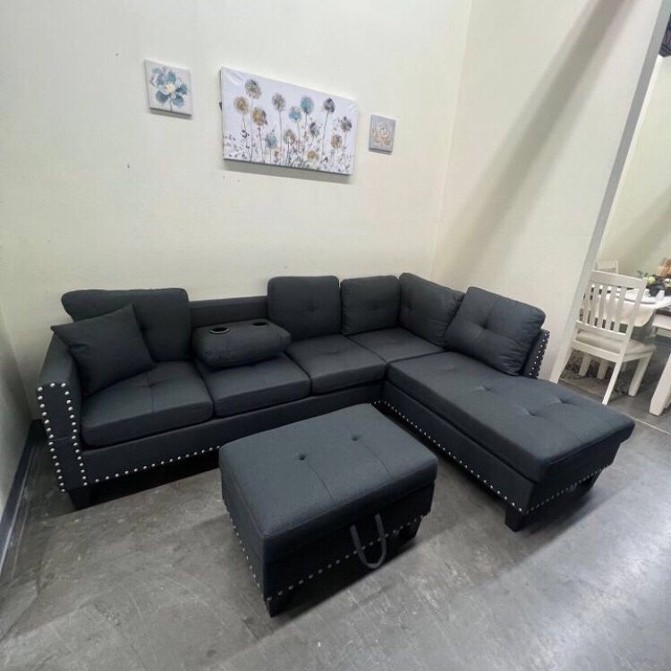 3-pc Sectional Sofa With Ottoman 