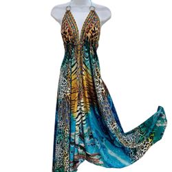 Women Ladies Boho Floral Maxi Dress Cocktail Party Evening Summer Beach Sundress one size 