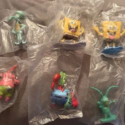 2008 SpongeBob small figurines set, Patrick, Sandy, Mr Krabs, Plankton, etc…