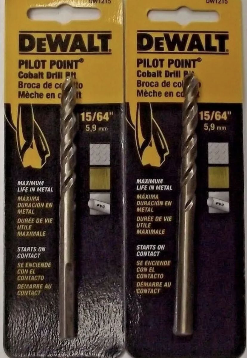 2 Pack Dewalt DW1215 15/64" Cobalt Pilot Point Drill Bit