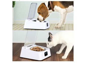 Open Lid Pet Feeder, Automatic Cat Feeder with Infrared Sensor Cover, Removable Bowl Battery Powered Intelligent Automatic Opening Lid Dog Feeder, Pet