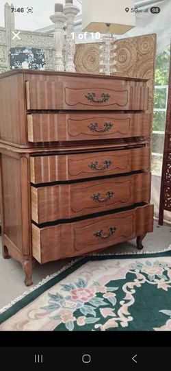 Vintage French Dixie style oak highboy dresser